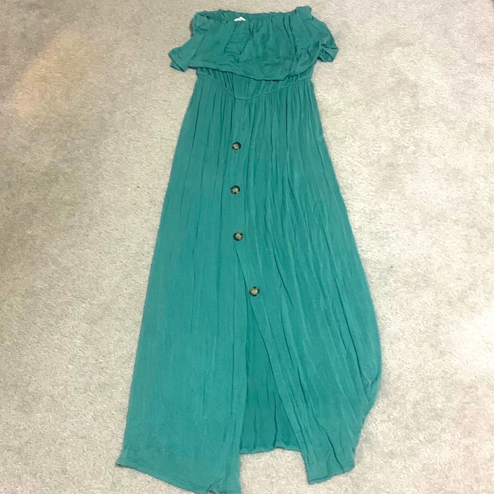 Woman’s bluheaven Strapless Turquoise Maxi Dress, Size Small LIKE NEW